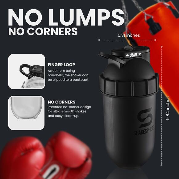 NWT SHAKESPHERE Leak-Proof Protein Shaker Bottle Matte Black  24oz - Picture 6 of 7